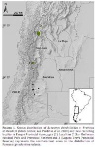 Mapa ratón chinchilla austral (Euneomys chinchilloides)